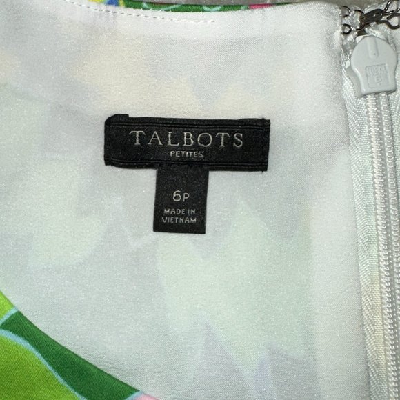 Tropical Kelly Green Sateen Sleeveless Sheath Dress w/ Ruffle Hem Talbots 6 P - Picture 8 of 8